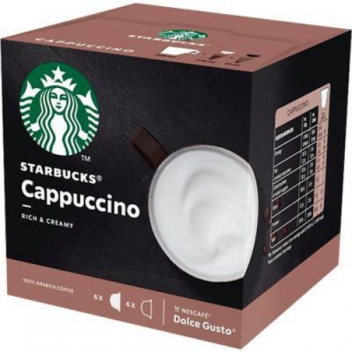 Nescafé Dolce Gusto Starbucks Cappuccino En Cápsulas Cappuccino Capsules  Dark Espresso with Smooth Milk, 10.6 g / 0.37 oz each (box of 12)