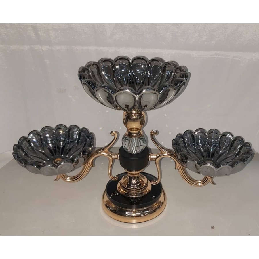 Glass ware Fruit Tray 3 Bowl (10438)