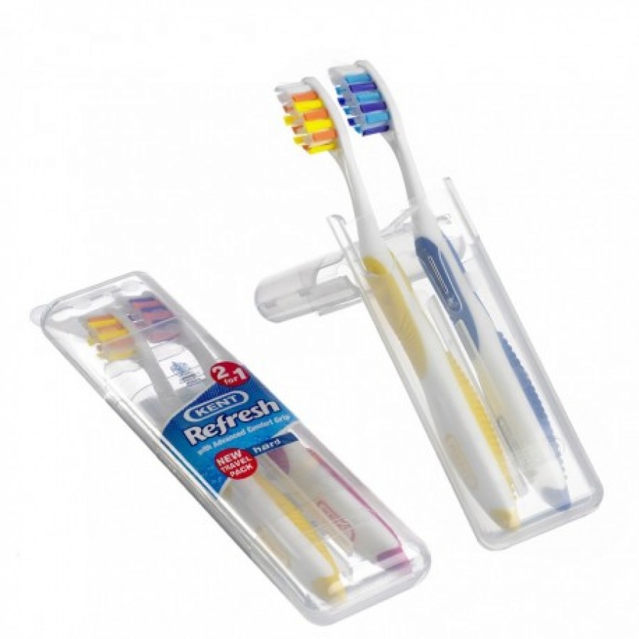 Kent refresh Toothbrush with advance grip medium 1+1 (5011637022841)