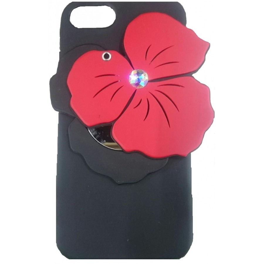 iPhone 6 Plus Mobile Cover (Black with Flower 1513-2)