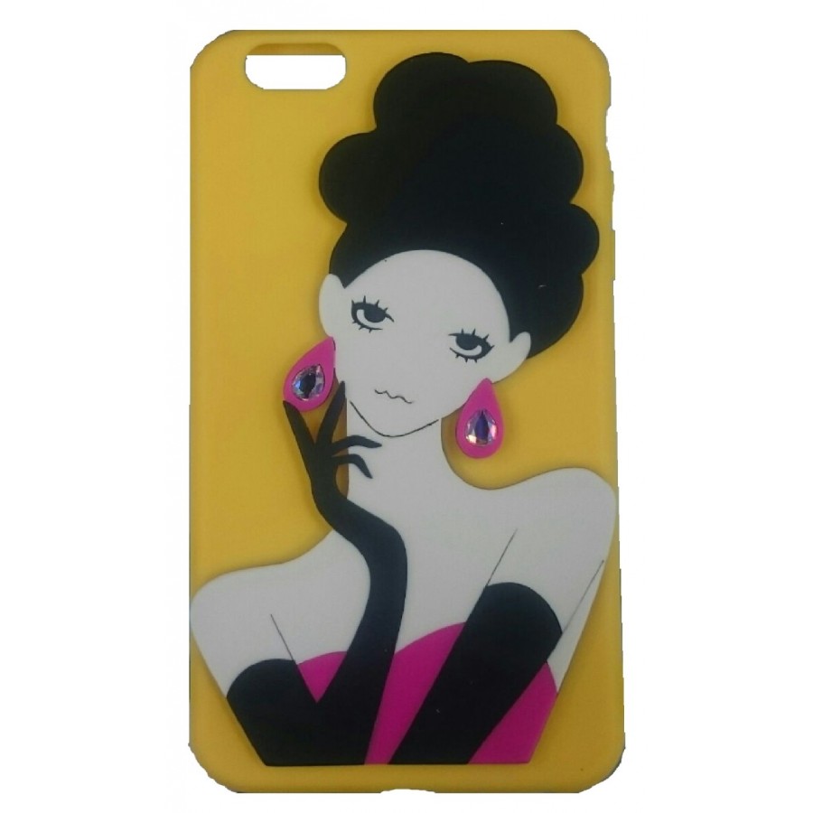 iPhone 6 Plus Mobile Cover (Yellow with Girl 1513-1)