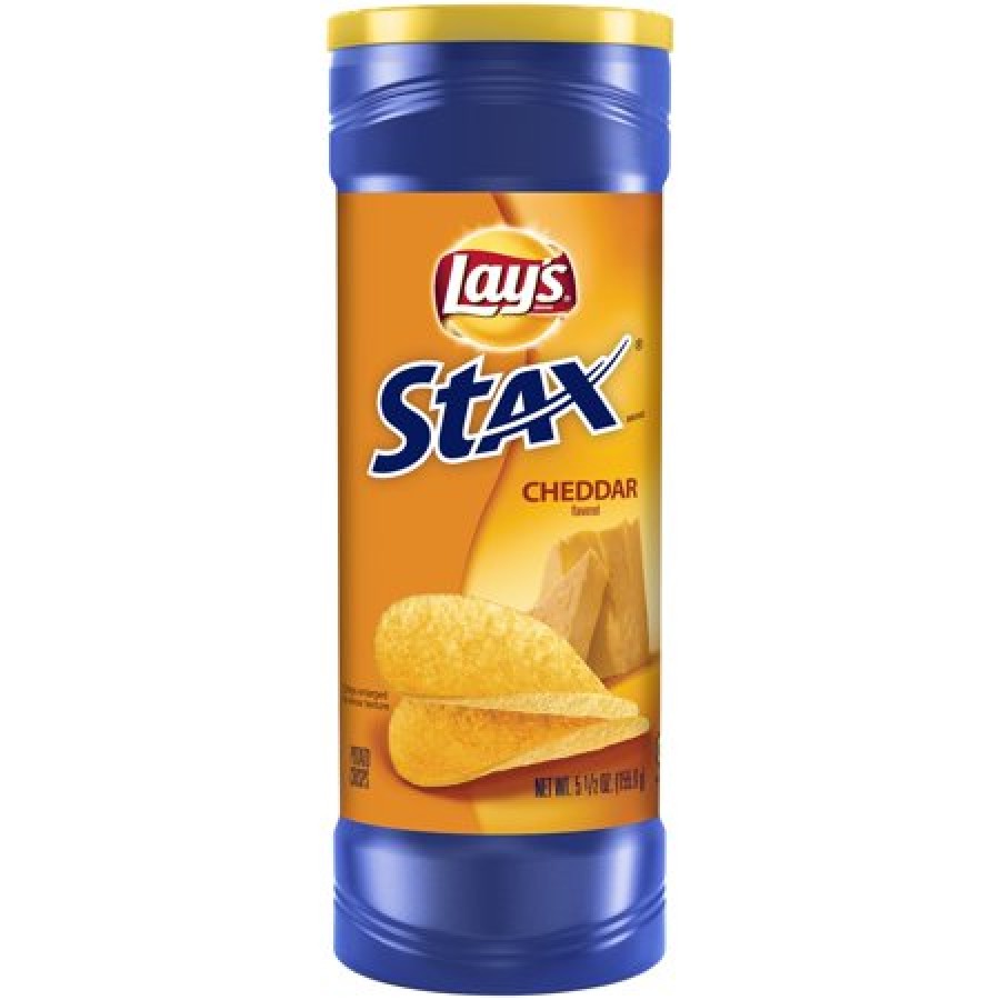 Lays  Stax Cheddar flavoured 155.9g potato chips (028400055116)