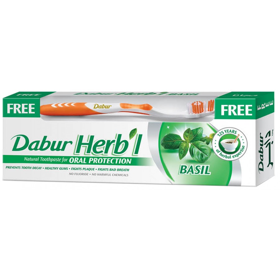 Dabur Herbl Basil Toothpaste with brush 150g (6291069700299)