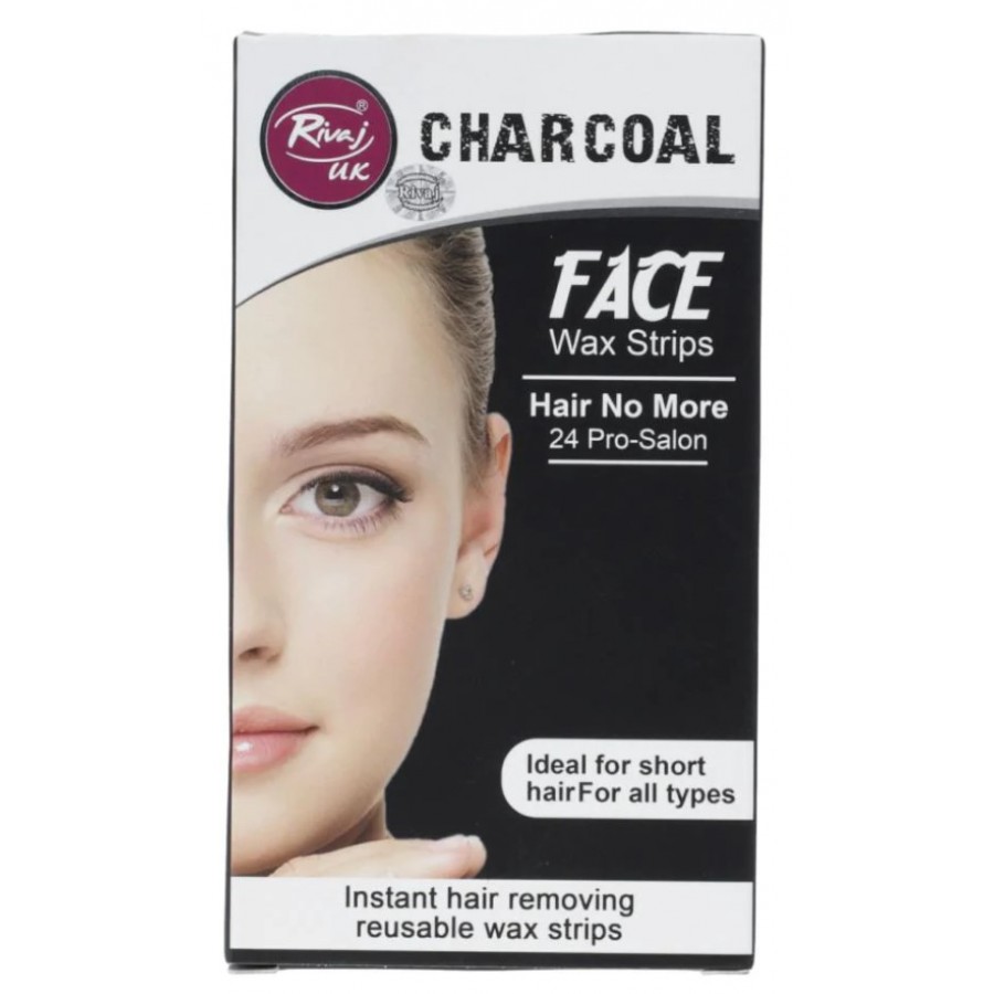 Rivaj uk charcoal face wax strips hair no more 24 pro-salon 5060453454237
